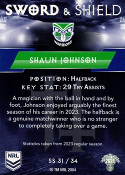 2024 NRL Traders Titanium - Sword & Shield #SS31 Shaun Johnson Back